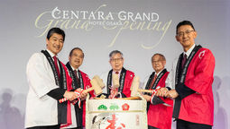 Officials celebrating the launch of Centara Grand Hotel Osaka.