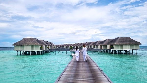 Overwater villas at LUX* South Ari Atoll.