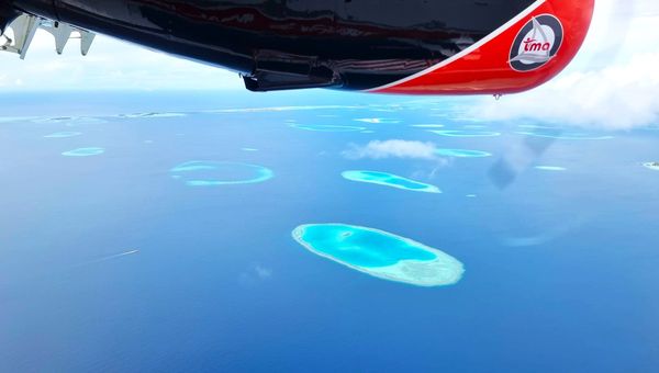 The view from Trans Maldivian Airways’ seaplane.